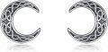 wholesale 925 Sterling Silver Celtic Knot Crescent Moon Stud Earrings for Women and Men-0-0