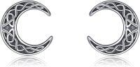 wholesale 925 Sterling Silver Celtic Knot Crescent Moon Stud Earrings for Women and Men-Antique Celtic Moon Earrings