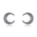 wholesale 925 Sterling Silver Celtic Knot Crescent Moon Stud Earrings for Women and Men-0-0