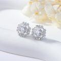 wholesale Platinum-Plated 925 Sterling Silver Flower Stud Earrings with Birthstone & Zircon, 15mm Fashion Jewelry Gift for Women-0-1