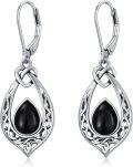 wholesale Sterling Silver 8 6mm Simulated Birthstone Celtic Knot Dangle Earrings-0-0