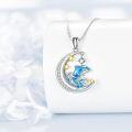 wholesale 925 Sterling Silver Dolphin Moon Star Pendant Necklace Blue Ocean s for Women-0-4