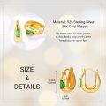 wholesale Gold Plated 925 Sterling Silver Green Crystal Teardrop Huggie Hoop Earrings for Women-0-1
