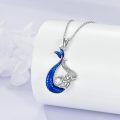 wholesale 925 Sterling Silver Blue Crystal Mermaid Necklace Ocean  for Women Girls-0-3