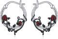 wholesale 925 Sterling Silver Red Rose Vine Huggie Hoops - Floral s for Her-0-0