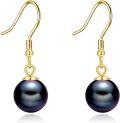 wholesale 925 Sterling Silver & Black Pearl Dangle Hook Earrings for Women Gift Set-0-0