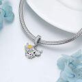 wholesale 925 Sterling Silver Highland Cow Head Charms With Goldflower-0-4