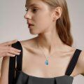 TOUPOP Sterling Silver Turquoise Family Tree Initial Letter Pendant Necklace-0-1