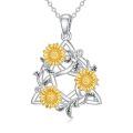wholesale 925 Sterling Silver Sunflower Trinity Knot Pendant Necklace for Women-0-0