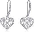 wholesale 925 Sterling Silver Floral Heart Drop Earrings for Women Girls -0-0