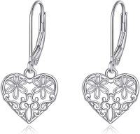 wholesale 925 Sterling Silver Floral Heart Drop Earrings for Women Girls -Heart Earring