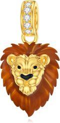 wholesale 925 Sterling Silver Plated Gold Lion Head Pendant Charm Necklace Jewelry for Women Girls Gift 3D Animal Design Accessories-0-0