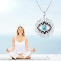 wholesale 925 Sterling Silver Turquoise Evil Eye Mandala Pendant Necklaces for Women and Girls-0-4