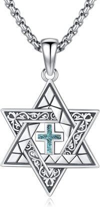 wholesale 925 Sterling Silver Turquoise Cross Pendant Necklace  for Men & Women - Jewish s-Cross