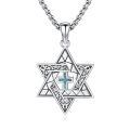 wholesale 925 Sterling Silver Turquoise Cross Pendant Necklace  for Men & Women - Jewish s-0-0