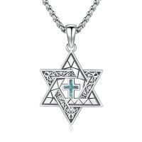 wholesale 925 Sterling Silver Turquoise Cross Pendant Necklace  for Men & Women - Jewish s-Cross