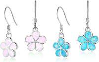wholesale 925 Sterling Silver Pink & Blue Opal Flower Drop Earrings-blue