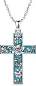 wholesale  Sterling Silver Turquoise Cross Necklace with Birth Flower Pendant -0-44