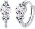 wholesale 925 Sterling Silver Celtic Knot Heart Hoop Earrings with Cubic Zirconia - Small Huggie Ear Cuffs for Women-0-0