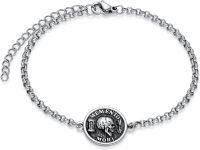 wholesale 925 Sterling Silver Gothic Skull Memento Mori Charm Bracelet for Men-Oxidation