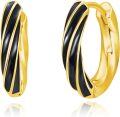 wholesale 925 Sterling Silver Plated Gold  Twist Design Black Sleeper Hoop Earrings Hypoallergenic Huggies for Women and Men-0-0