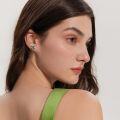 wholesale 14K White Gold Emerald Stud Earrings with CZ for Women Gift-0-1