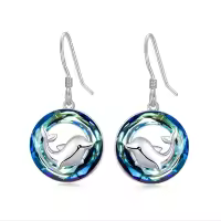 TOUPOP Sterling Silver Blue Crystal Animals Dangle Drop Earrings-style_name:Opal dragonfly earrings