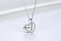 wholesale 925 Sterling Silver Heart Pendant with Cubic Zirconia Forever & I Love You Necklaces for Women Gifts-0-4