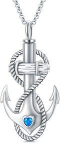 wholesale 925 Sterling Silver Anchor Cremation Pendant with Blue Heart and Rope Design-0-0