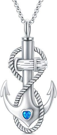 wholesale 925 Sterling Silver Anchor Cremation Pendant with Blue Heart and Rope Design-Anchor urn