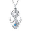 wholesale 925 Sterling Silver Anchor Cremation Pendant with Blue Heart and Rope Design-0-0
