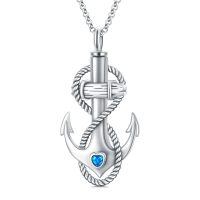 wholesale 925 Sterling Silver Anchor Cremation Pendant with Blue Heart and Rope Design-Anchor urn