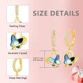 wholesale TOUPOP Hoop Drop Earrings Butterfly Earring 14k Gold Plated Sterling Silver Jewelry Crystal Dangle Earrings Gifts For Women -0-3