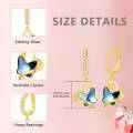 TOUPOP 14k Gold Plated Sterling Silver Crystal Butterfly Hoop Drop Earrings-0-3