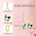 TOUPOP 14k Gold Plated Sterling Silver Crystal Butterfly Hoop Drop Earrings-0-3