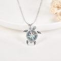 wholesale 925 Sterling Silver Compass Sea Turtle Pendant Necklace with Black Enamel Accents and Chain for Women Men-0-4