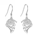 wholesale 925 Sterling Silver Trumpet Design Dangle Earrings with Cubic Zirconia Stones Gift for Her-0-0