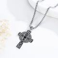 wholesale 925 Sterling Silver Celtic Cross Pendant with Black Zirconia and Intricate Knotwork Design Norse Viking Jewelry for Men Women 24 Chain -0-2
