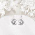 wholesale 925 Sterling Silver Black Cat & Crescent Moon Dangle Earrings - Adorable Kitty Lover Gift-0-1