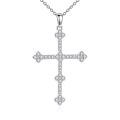 wholesale 925 Sterling Silver Cubic Zirconia-Cut Cross Pendant Necklace for Women and Men-0-0