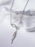 wholesale 925 Sterling Silver Infinity & Cornicello Charm Lucky Amulet Pendant Necklace for Women-0-1