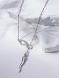 wholesale 925 Sterling Silver Infinity & Cornicello Charm Lucky Amulet Pendant Necklace for Women-0-1