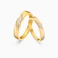 TOUPOP 10k 14k 18k Gold Moissanite Couples Wedding Band Sets-0-3