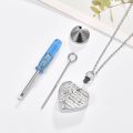 wholesale 925 Sterling Silver Heart Shaped Memorial Cremation Jewelry Urn Pendant Necklace with Funnel and Chain 24 - Keepsake Holder for Loved Ones' Ashes (Silver)-0-1