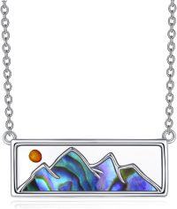 wholesale Sterling Silver Mustard Seed Necklace w Turquoise Abalone White Shell Opal Christian Faith Jewelry-Square Abalone Shell