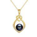 wholesale 14k Black Tahitian Pearl Pendant Necklace With Lab Diamond Accents-0-0
