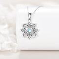 wholesale 925 Sterling Silver Blue Moonstone Spinning Lotus Pendant Necklace  for Women-0-1