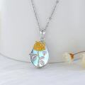 wholesale 925 Sterling Silver Chrysanthemum Birth Flower Blue Opalite Pendant Necklace Gifts for Her-0-4