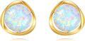 wholesale 14K Gold Opal Round Stud Earrings for Women - 8mm Pearls and Stones  Set-0-0