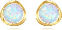 wholesale 14K Gold Opal Round Stud Earrings for Women - 8mm Pearls and Stones  Set-opal